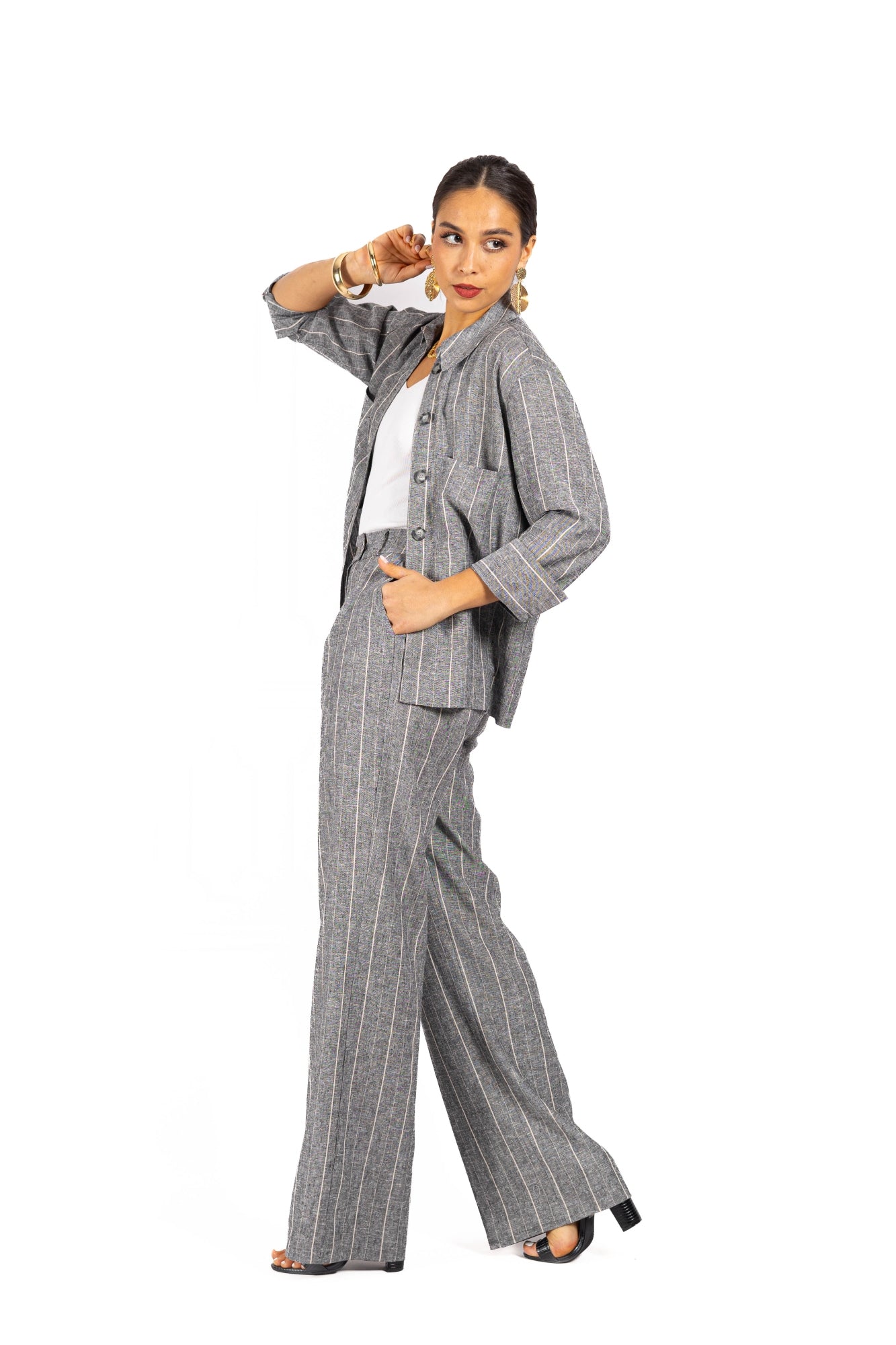 Komplet z lnu GOLDEN Grey