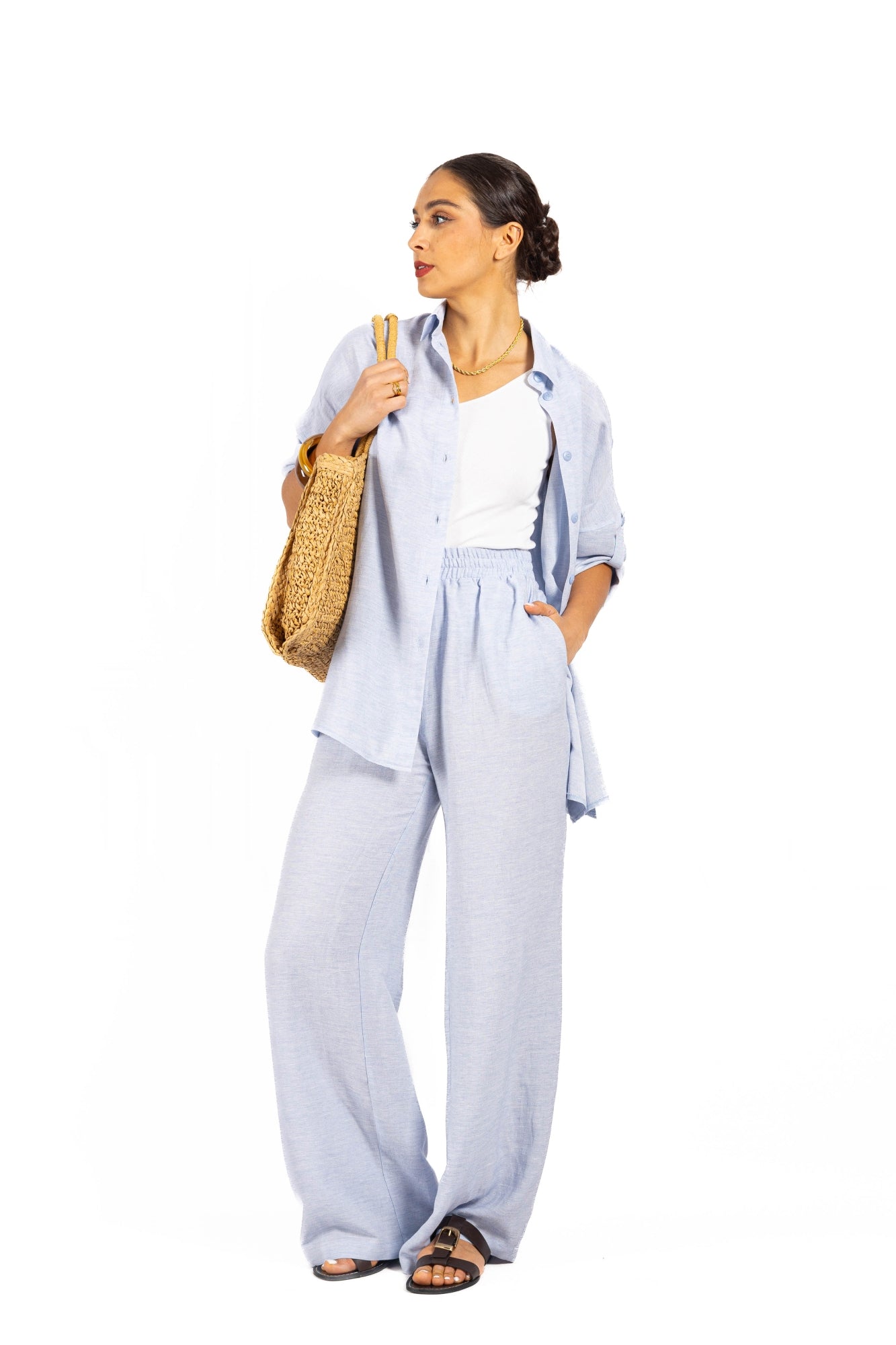 Komplet z lnu SOFT WIND Baby blue
