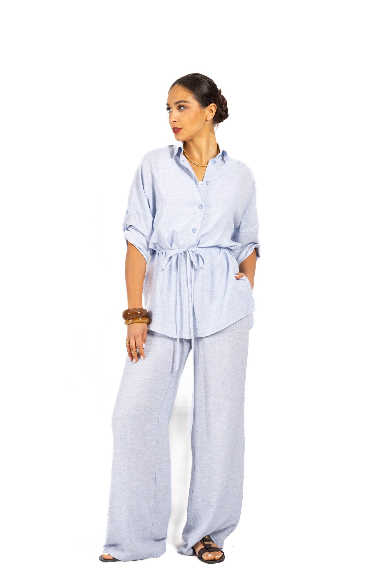 Komplet z lnu SOFT WIND Baby blue
