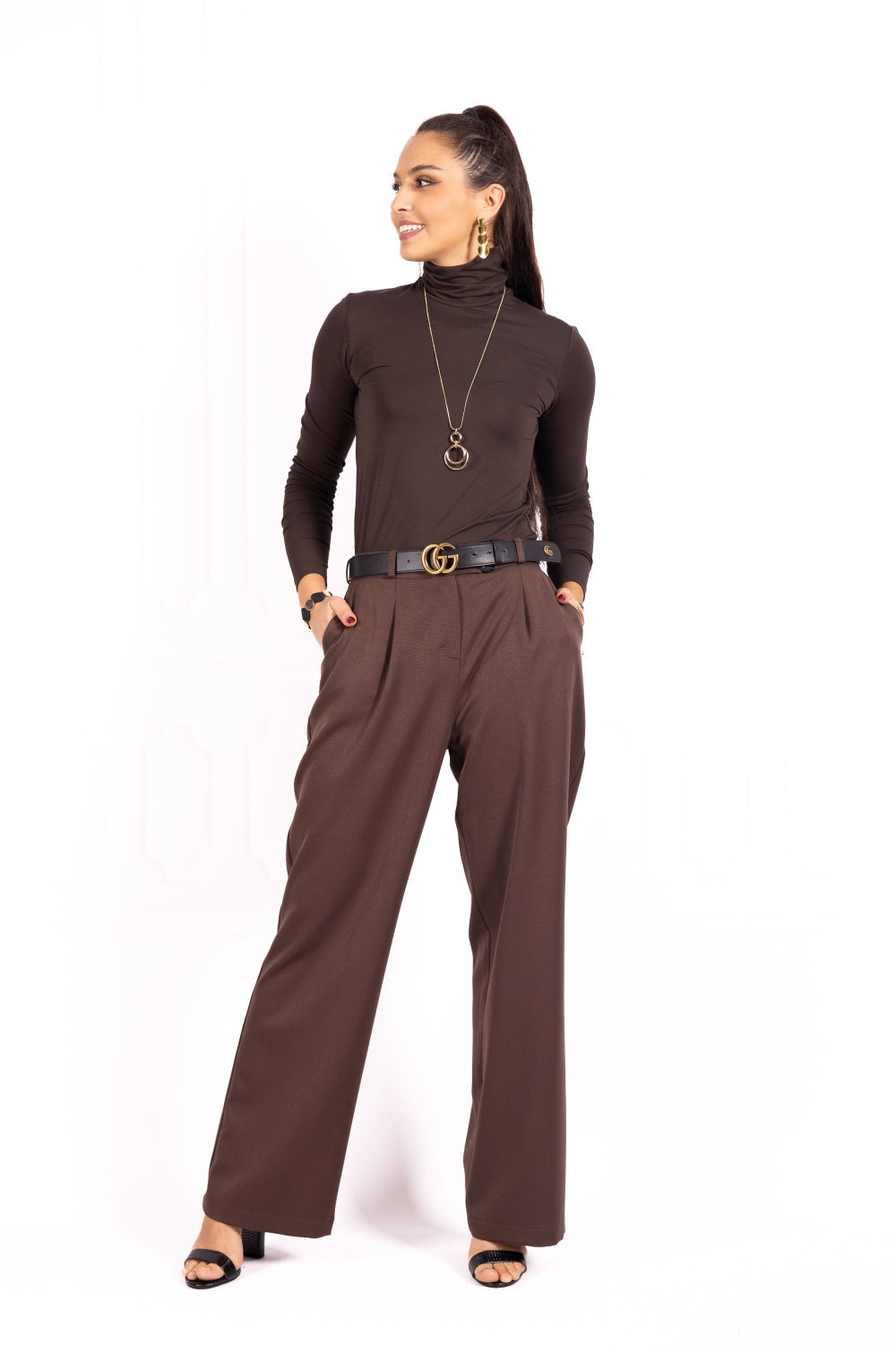 Spodnie damskie AFIYA Brown