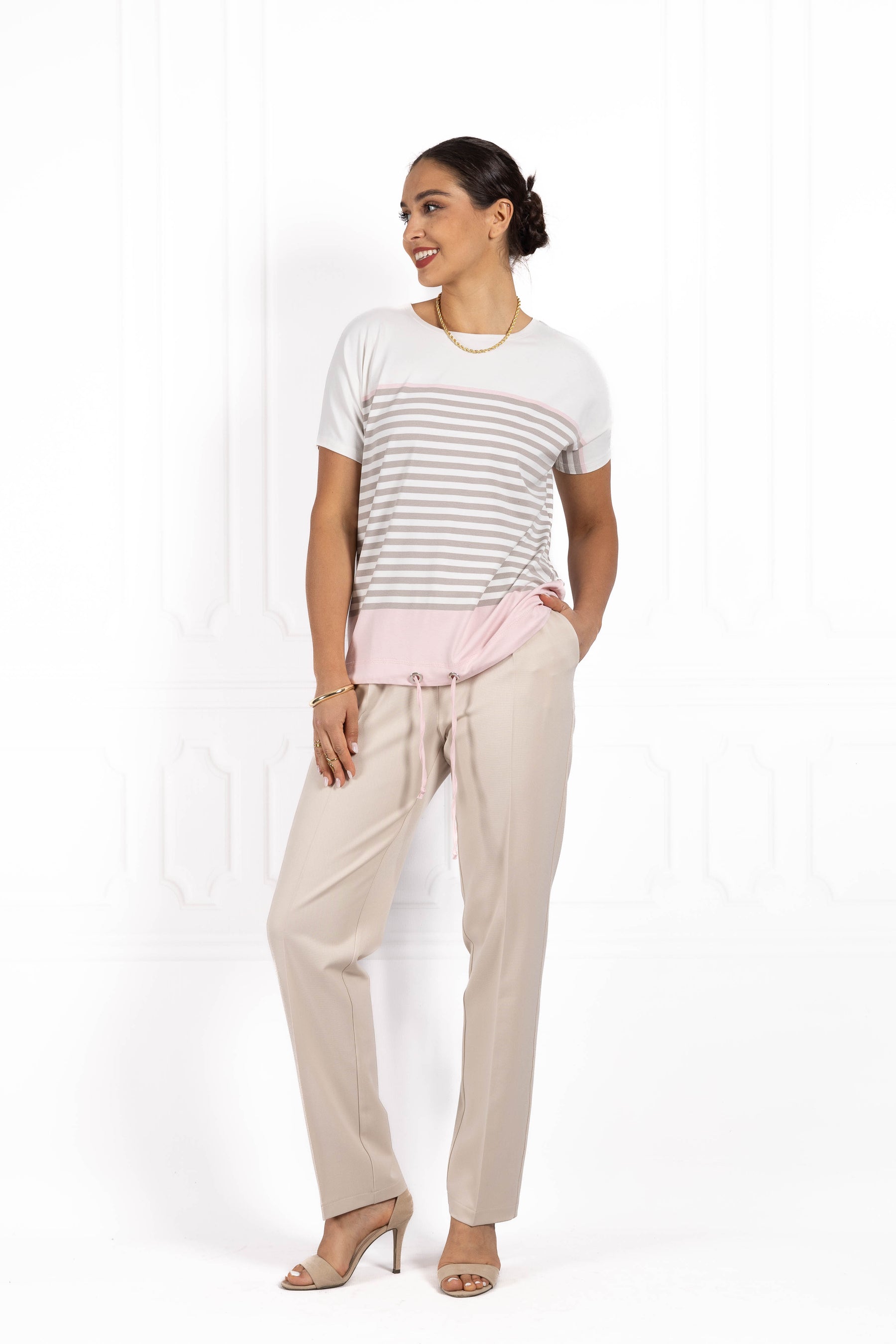 Bluzka damska JOANNA TriColor Baby pink
