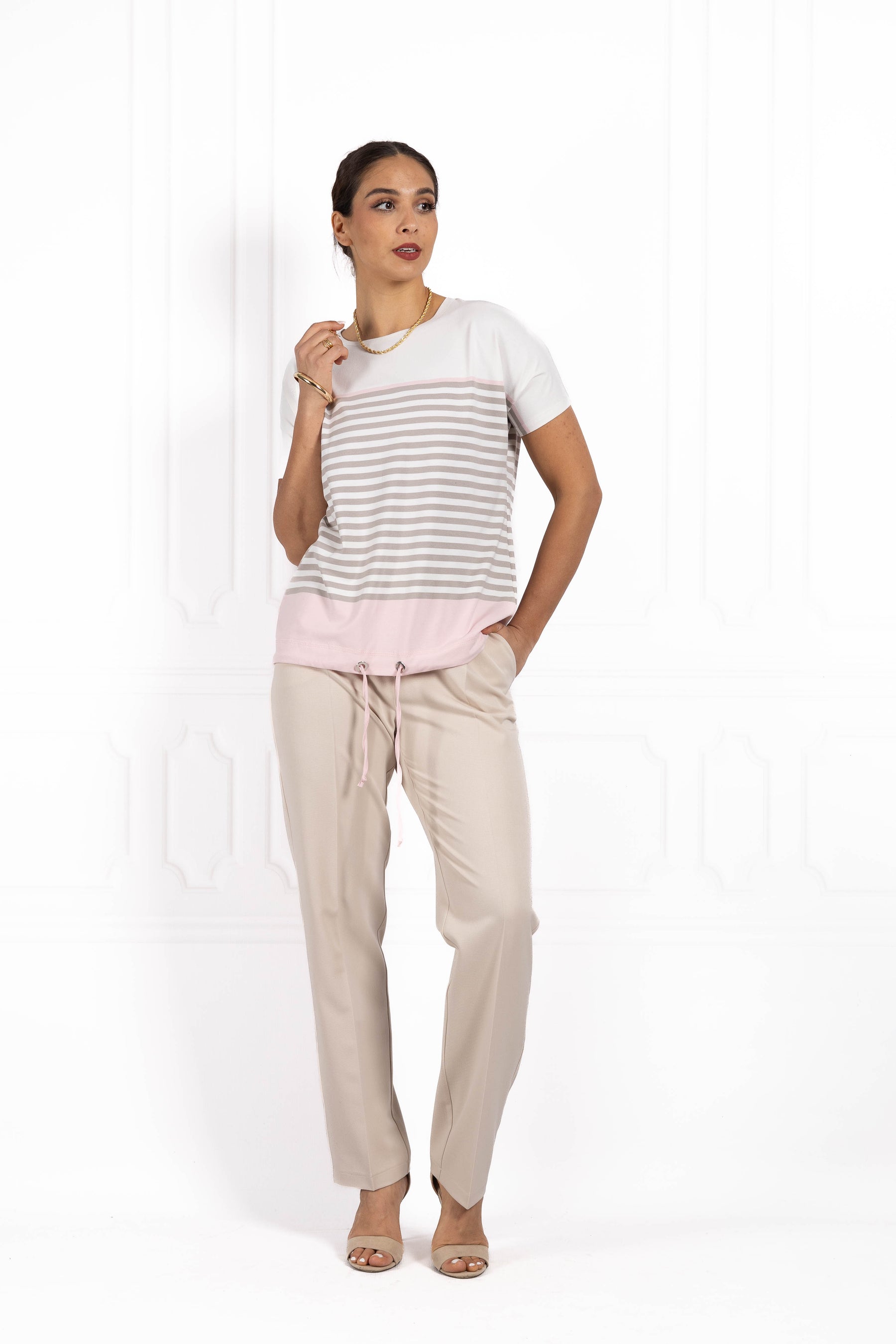 Bluzka damska JOANNA TriColor Baby pink