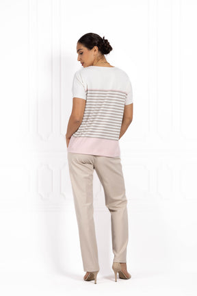 Bluzka damska JOANNA TriColor Baby pink