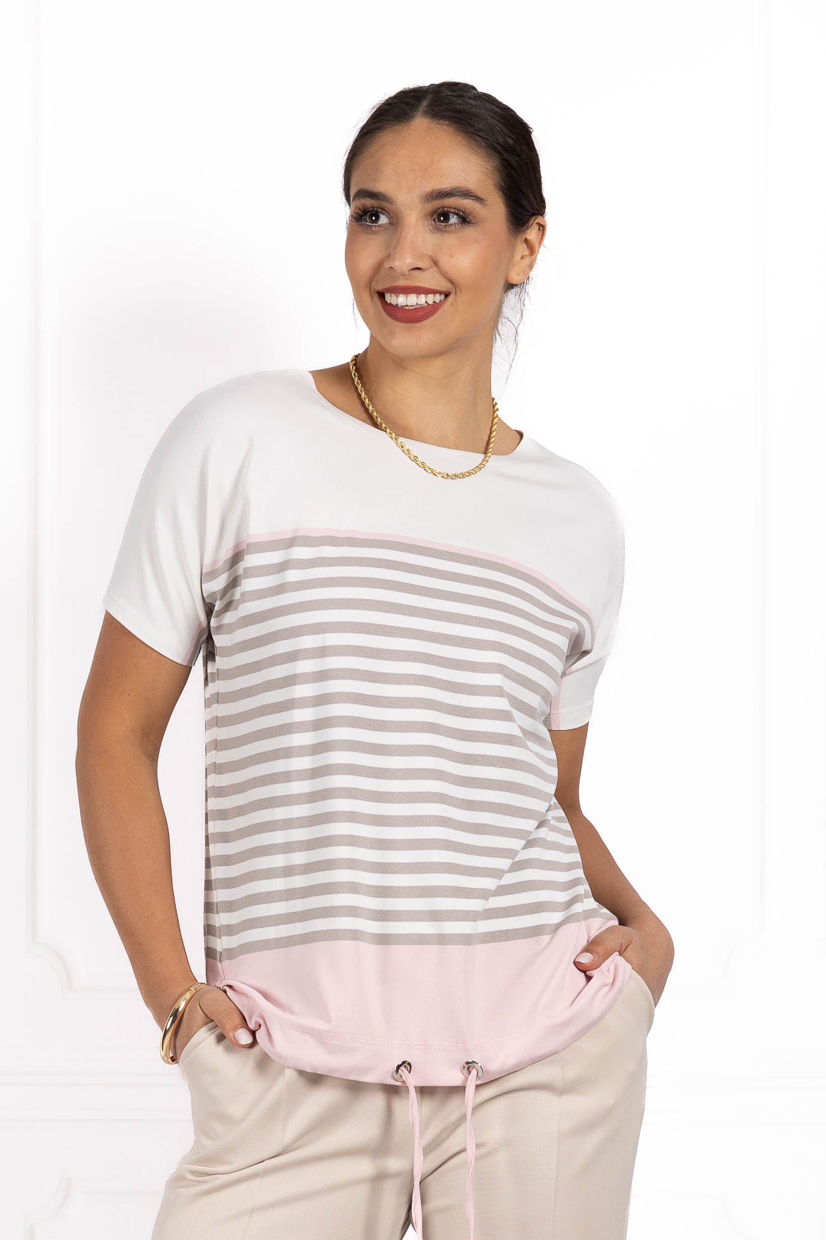 Bluzka damska JOANNA TriColor Baby pink