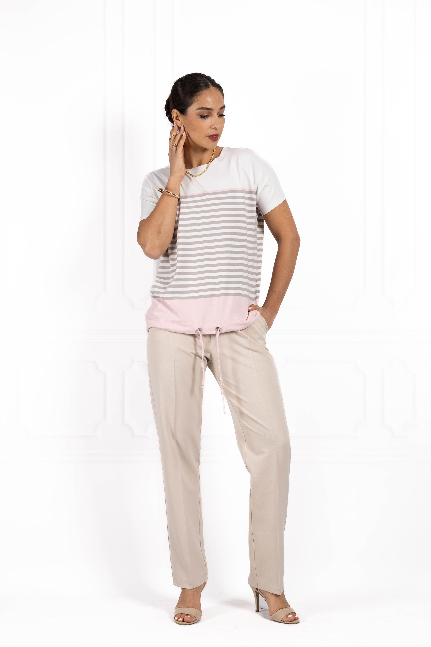 Bluzka damska JOANNA TriColor Baby pink