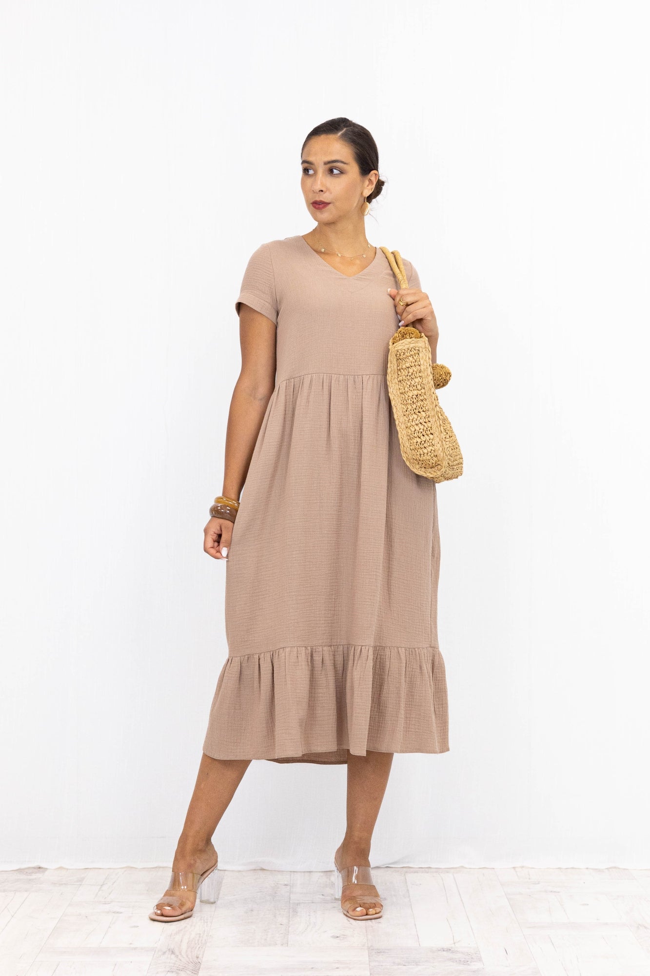 Sukienka muślinowa LUISA Camel