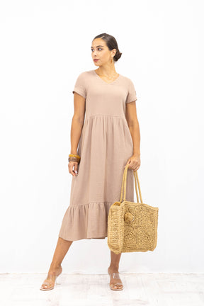Sukienka muślinowa LUISA Camel