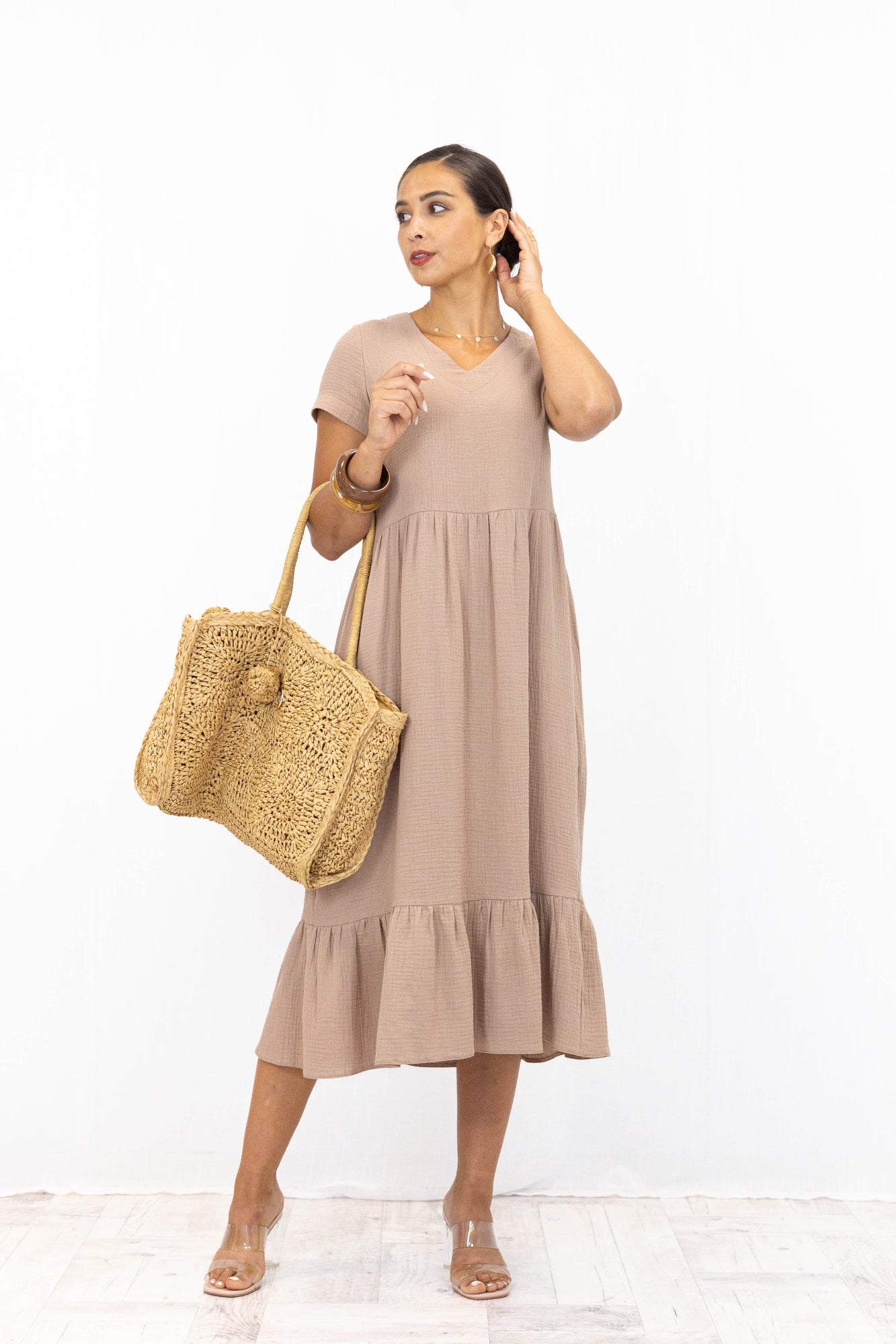 Sukienka muślinowa LUISA Camel