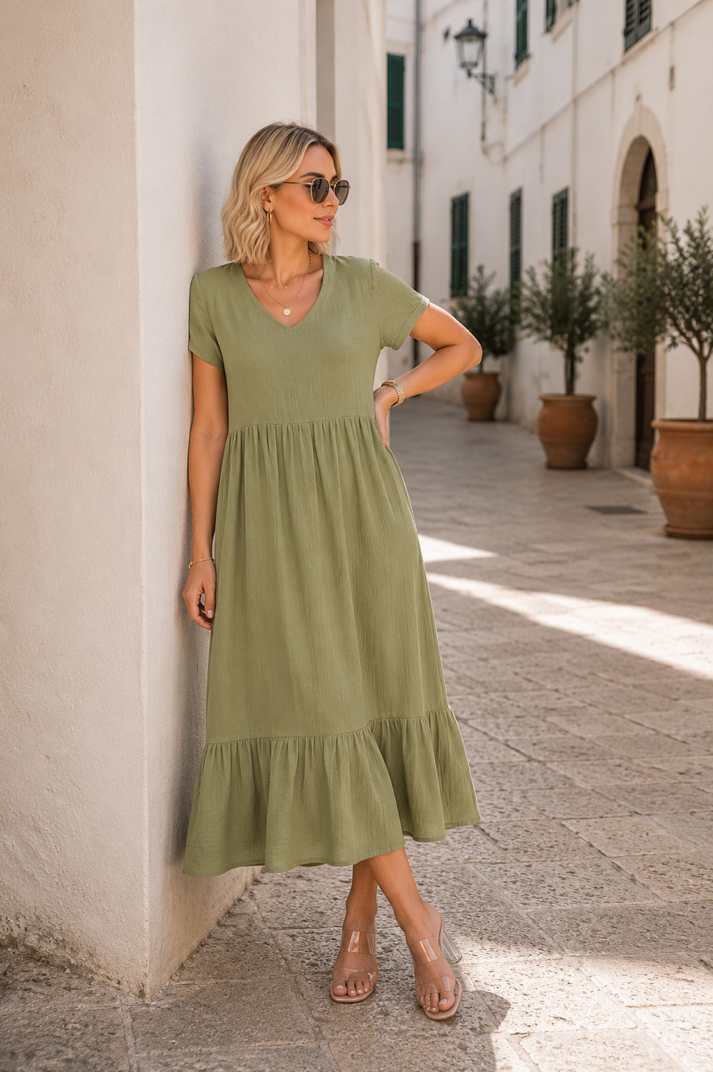 Sukienka muślinowa LUISA Olive
