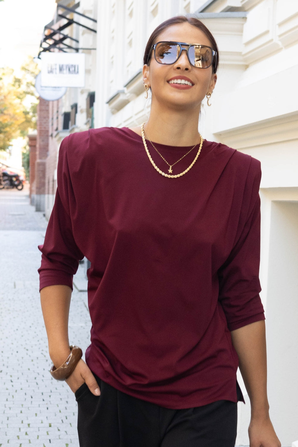 Bluzka damska z poduszkami OFELIA Burgundy