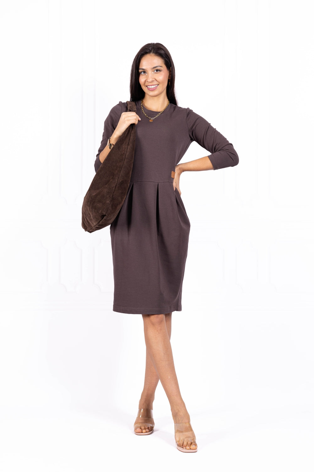 Sukienka VENILIA FALL Dark brown
