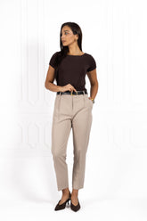 Spodnie damskie typu cygaretki Dark beige