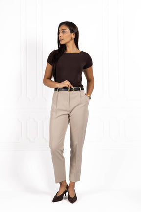 Spodnie damskie typu cygaretki Dark beige