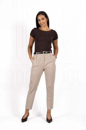 Spodnie damskie typu cygaretki Dark beige