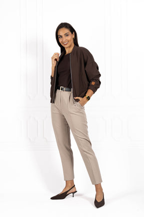 Spodnie damskie typu cygaretki Dark beige