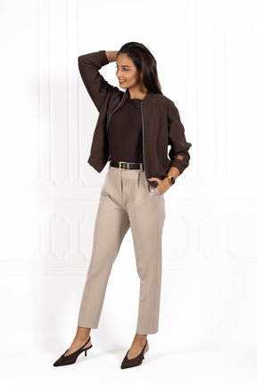 Spodnie damskie typu cygaretki Dark beige