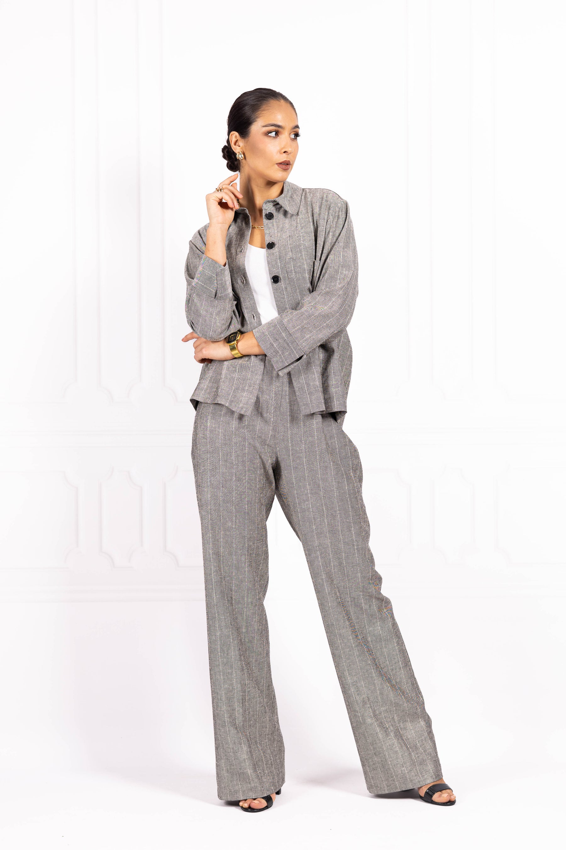 Komplet z lnu SUNSET Grey