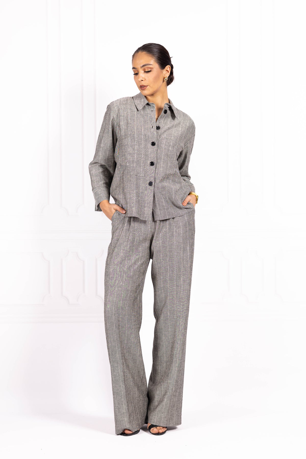 Komplet z lnu SUNSET Grey