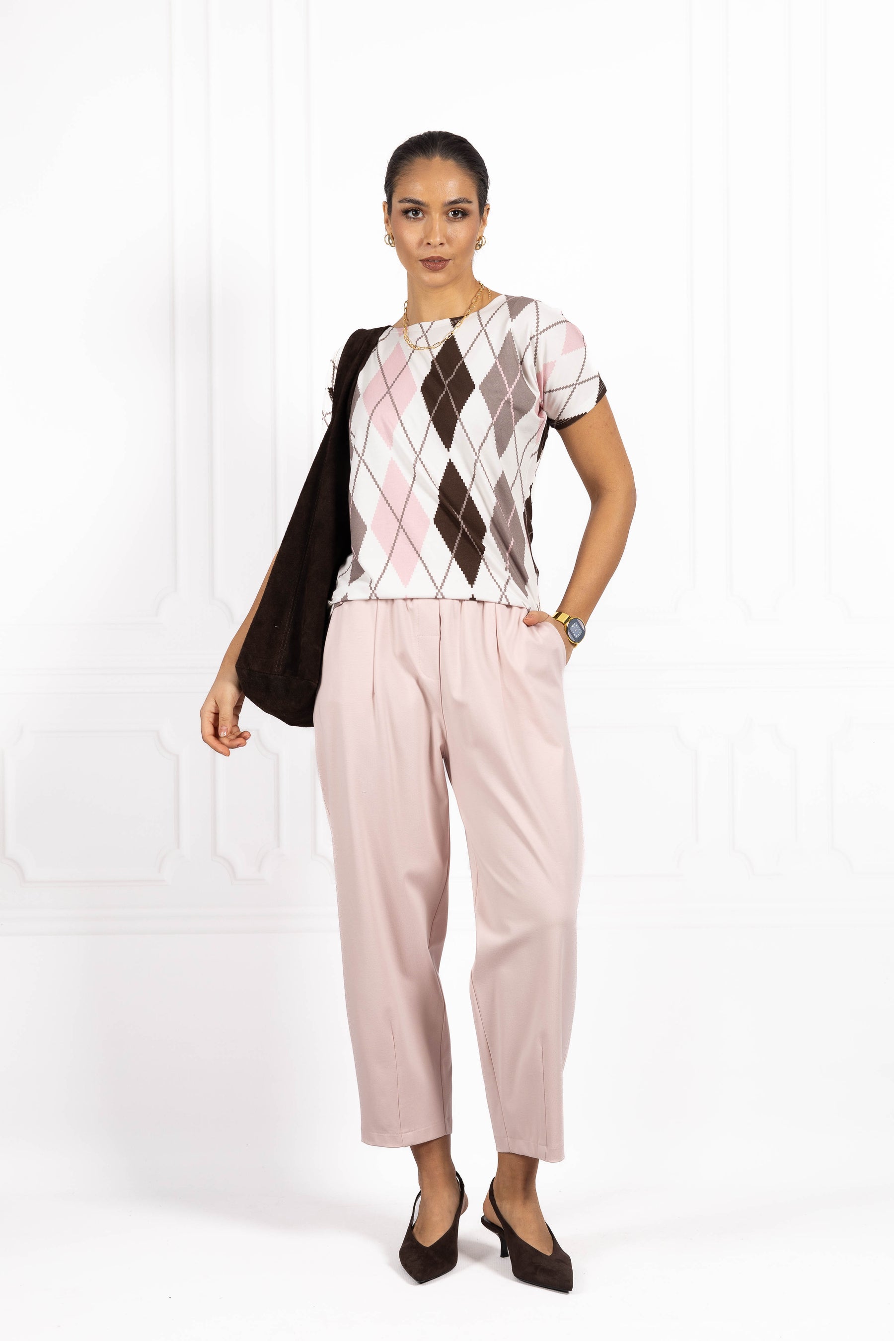 Bluzka damska JOANNA Romb Pink