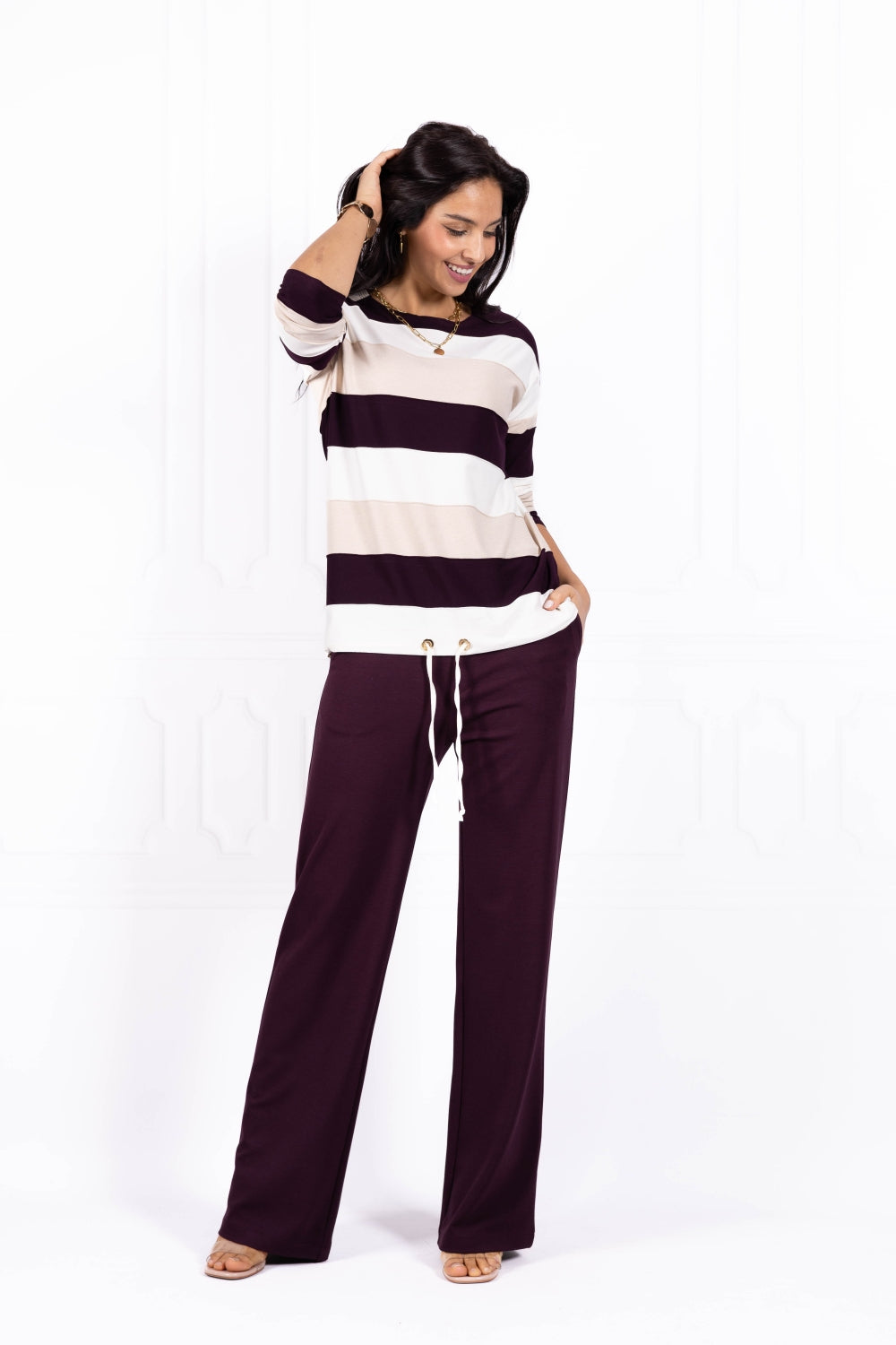 Bluzka damska JOANNA Trio wine