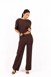 Spodnie damskie sweterkowe AMBER Brown