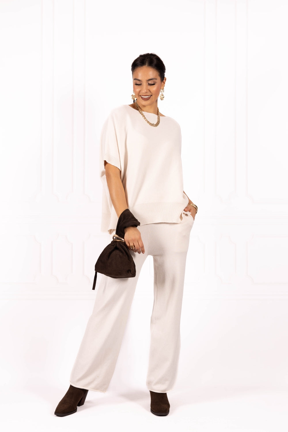 Bluzka damska sweterkowa AMBER Ecru