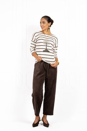 Spodnie damskie z sztruksu BETI Brown