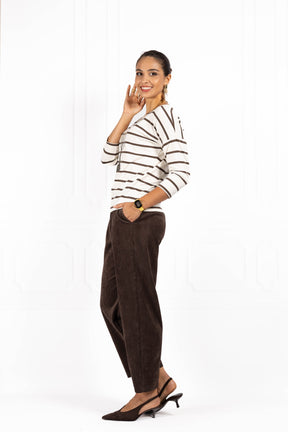Spodnie damskie z sztruksu BETI Brown