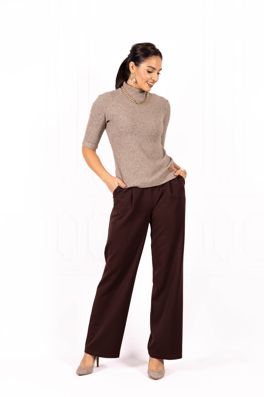 Sweterek damski w prążek LÉA