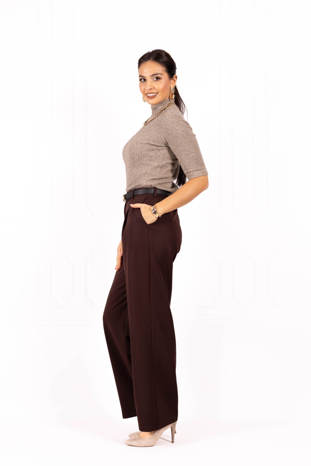 Sweterek damski w prążek LÉA