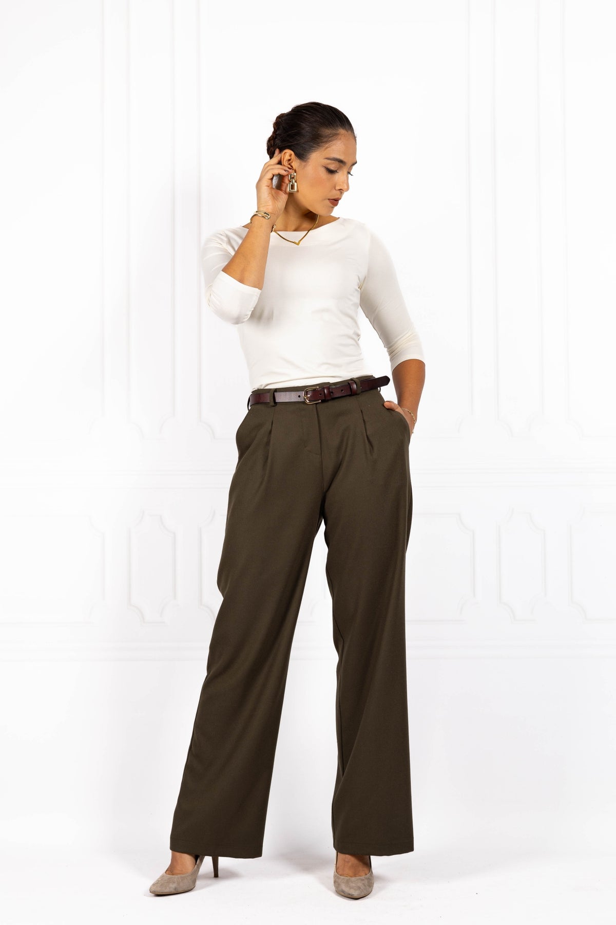 Spodnie damskie AFIYA Olive