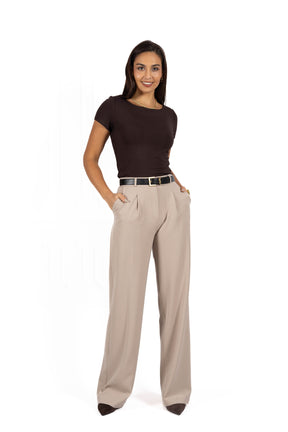 Spodnie damskie AFIYA Dark beige