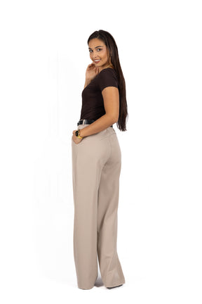 Spodnie damskie AFIYA Dark beige