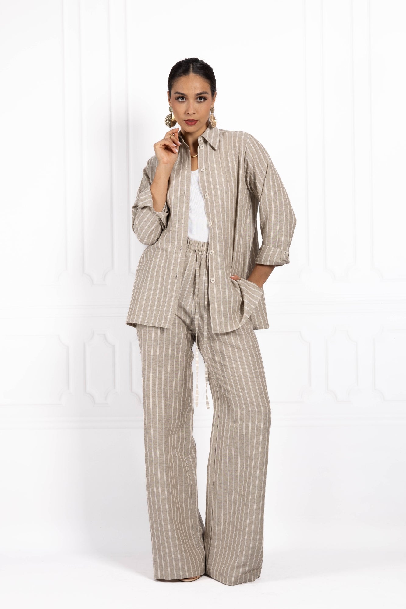 Komplet z lnu BLUSH Cappuccino