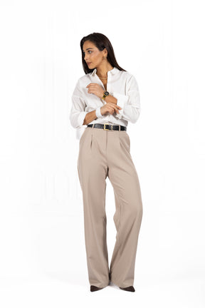 Spodnie damskie AFIYA Dark beige